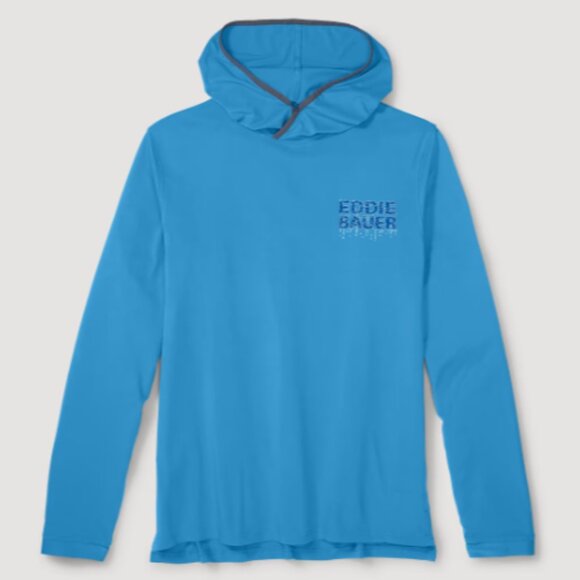 Eddie Bauer Men's Medium Solarfoil® UPF Hoodie Water Bound Island Blue NWT - Picture 10 of 11